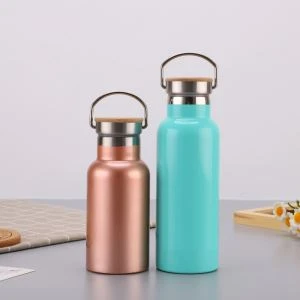 Edelstahl-Vakuumflasche 350 / 500ML mit Bambusdeckel